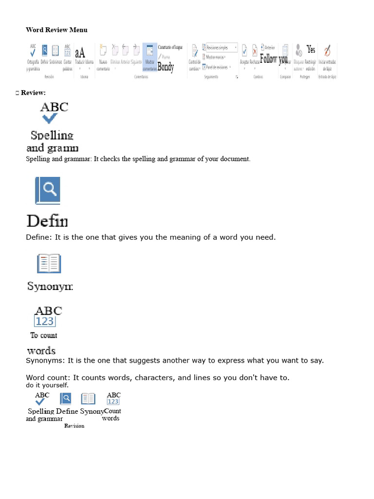 Word Review and Editing Tools Guide | PDF | Citation | Note (Typography)