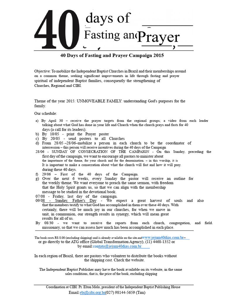 40 Days of Fasting and Prayer Campaign 2015 | PDF | Prayer | Jesus