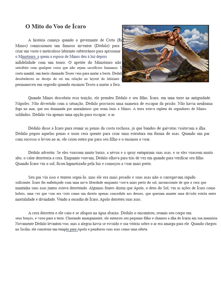 O Mito de Ícaro e a Queda do Sonho | PDF