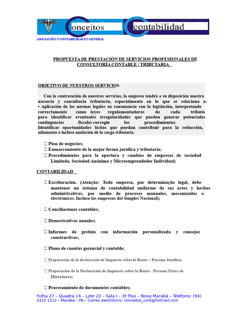 Propuesta de Asesoría y Consultoría Contable | PDF | Contabilidad ...