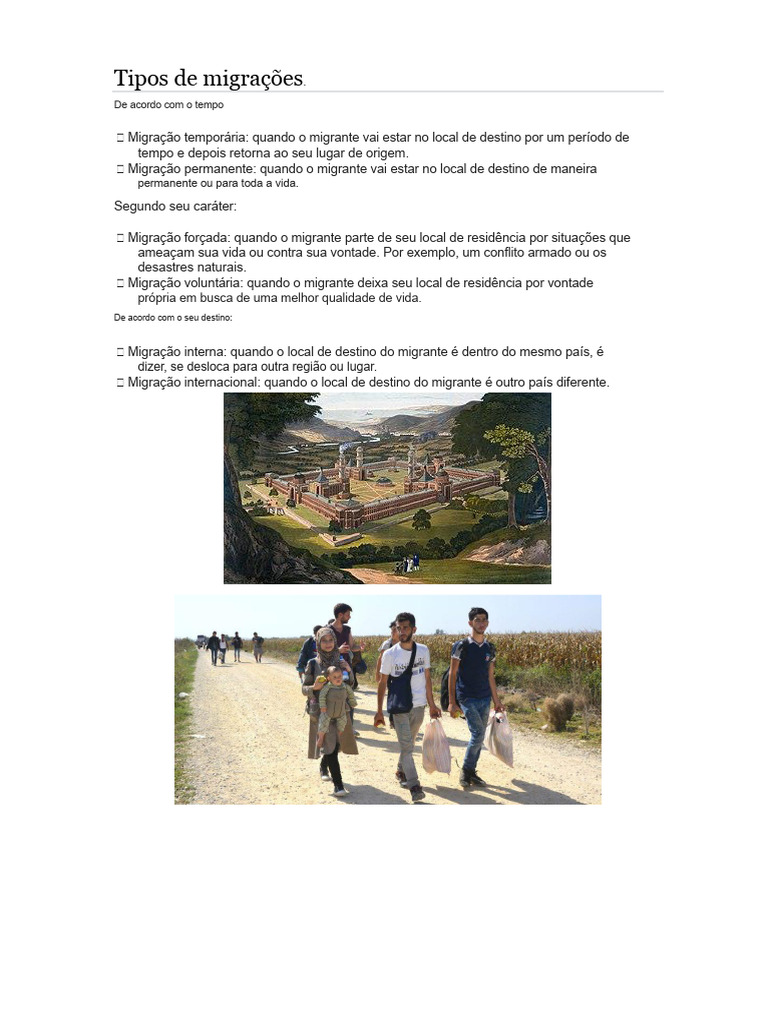 Tipos e Causas da Migração Humana | PDF | Migração humana