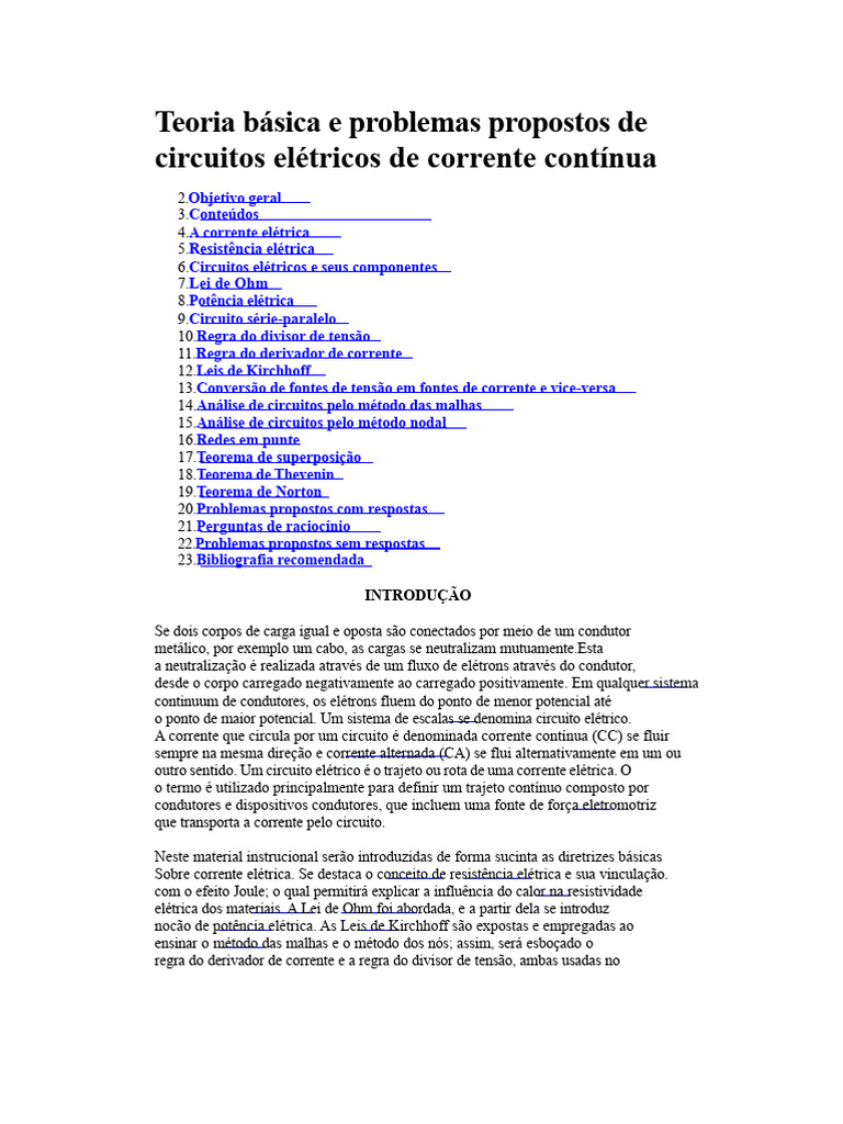 Fundamentos de Circuitos Elétricos CC | PDF | Resistência elétrica e ...