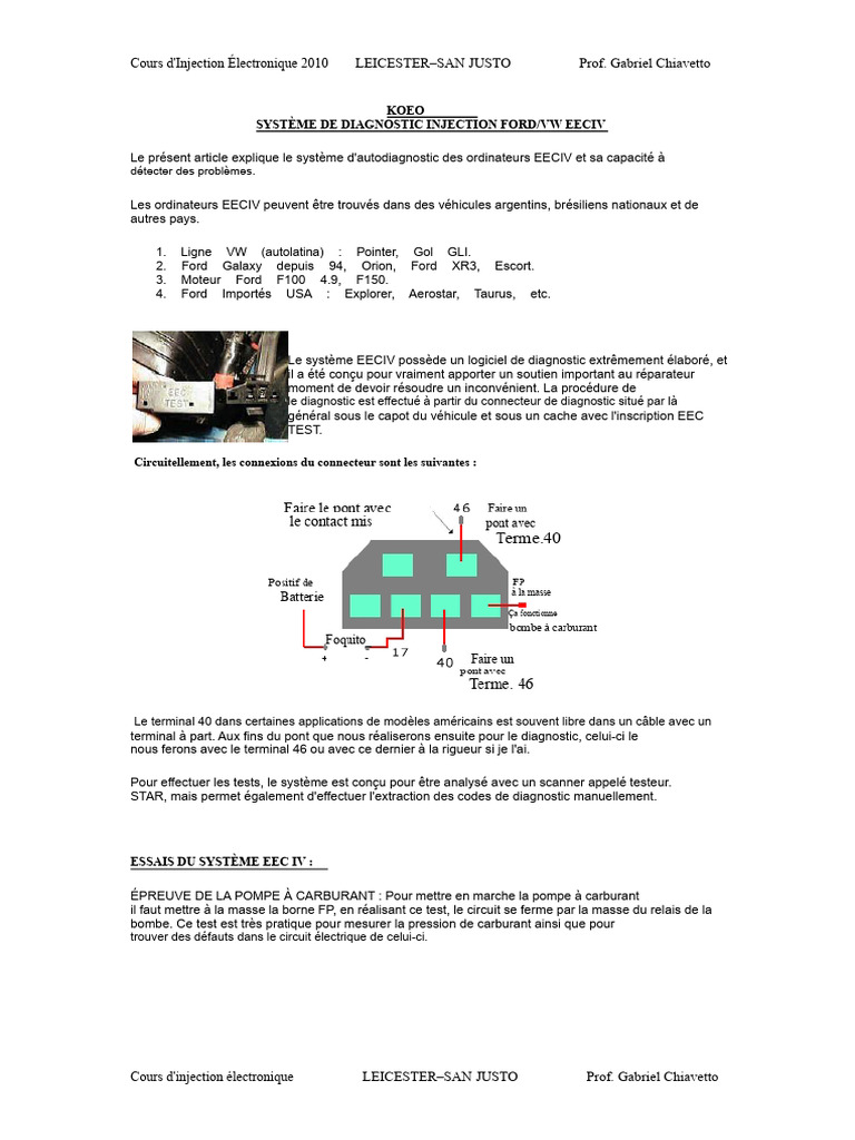 Procédures de Test KOEO et KOER Ford | PDF | Allumage | Injection (moteur)