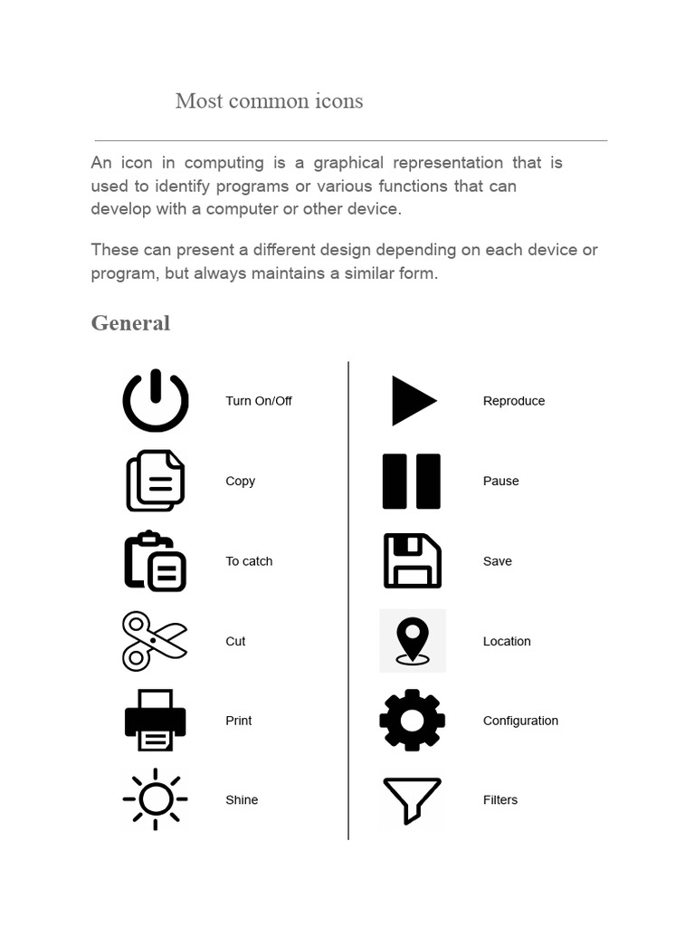 Most Common Icons | PDF | Icon (Computing) | Window (Computing)