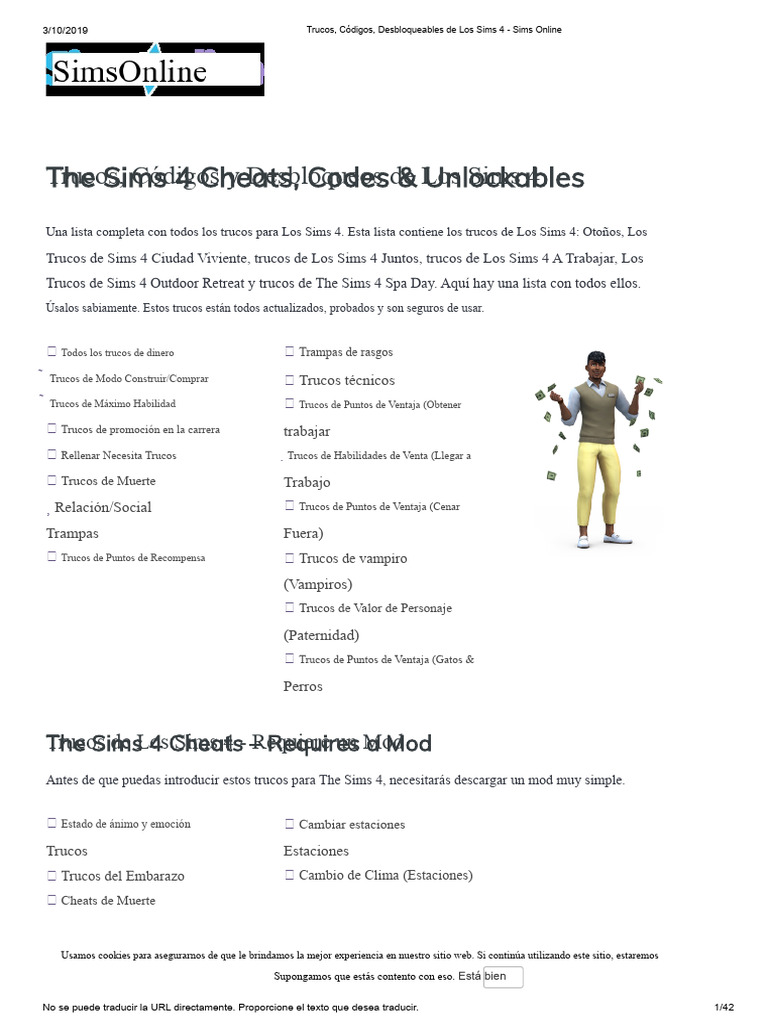 Trucos y Códigos para Los Sims 4 | PDF | Cookie HTTP | Juego de azar