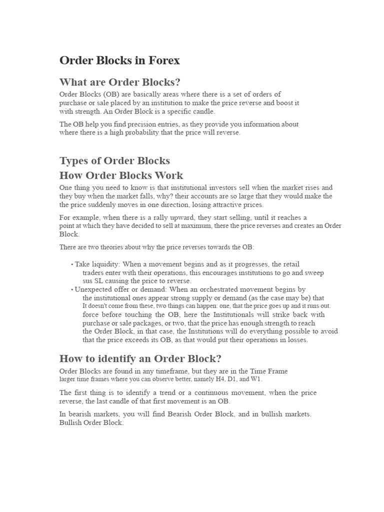 Understanding Order Blocks in Forex Trading | PDF | Market Trend | Prices