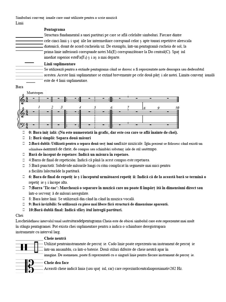 Simboluri Convenționale Utilizate Pentru A Scrie Muzică | PDF