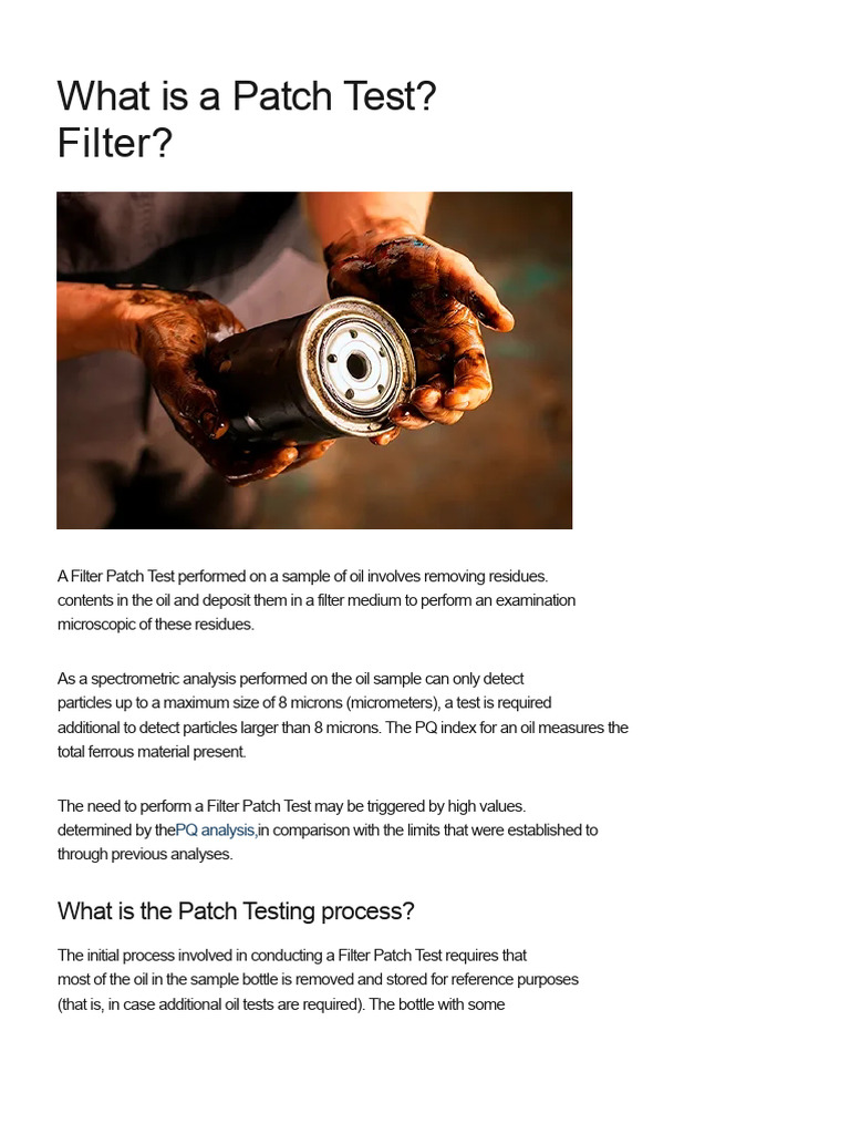 Understanding Filter Patch Tests for Oil Analysis | PDF