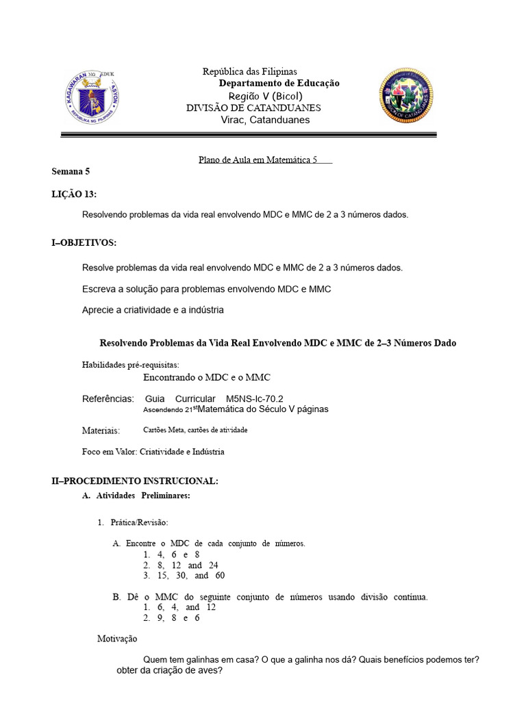 Problemas de MDC e MMC na Matemática 5 | PDF | Matemática