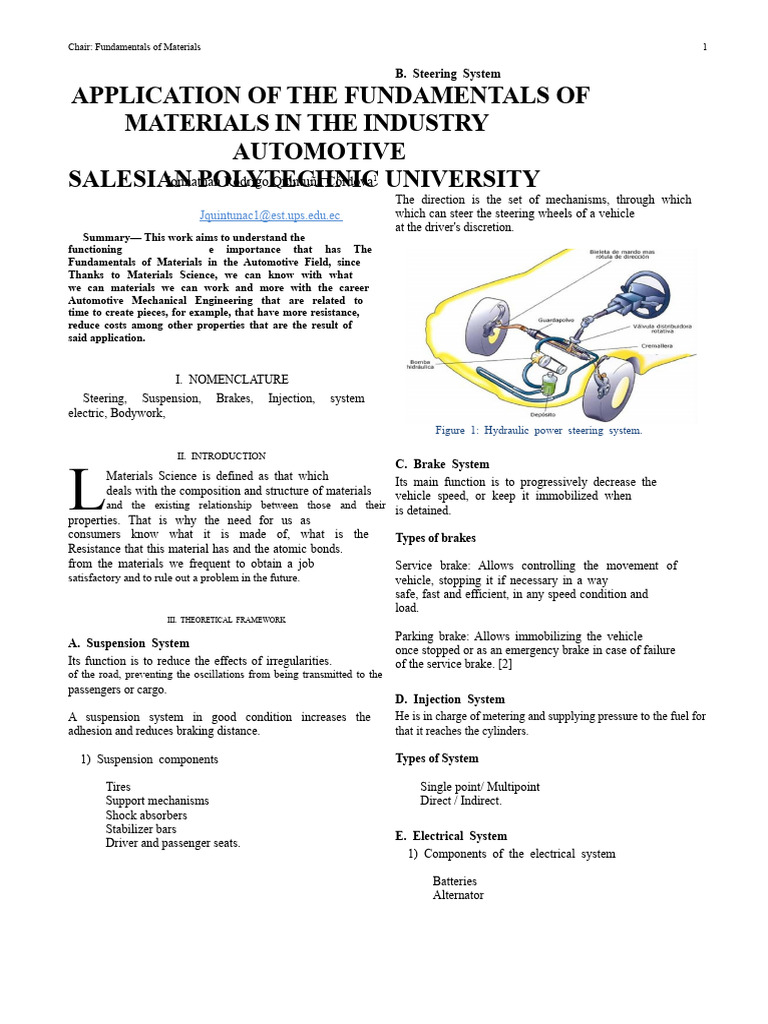 Fundamentals of Materials in The Automotive Field. | PDF | Brake ...