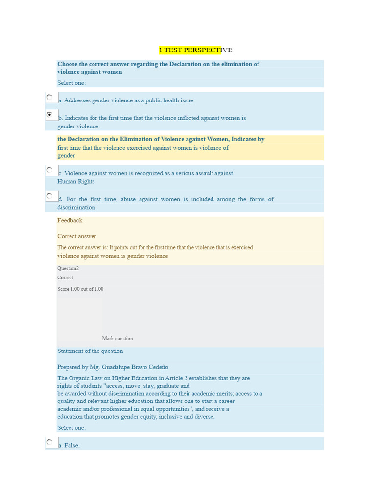 Gender Perspective Test | PDF | Violence | Gender
