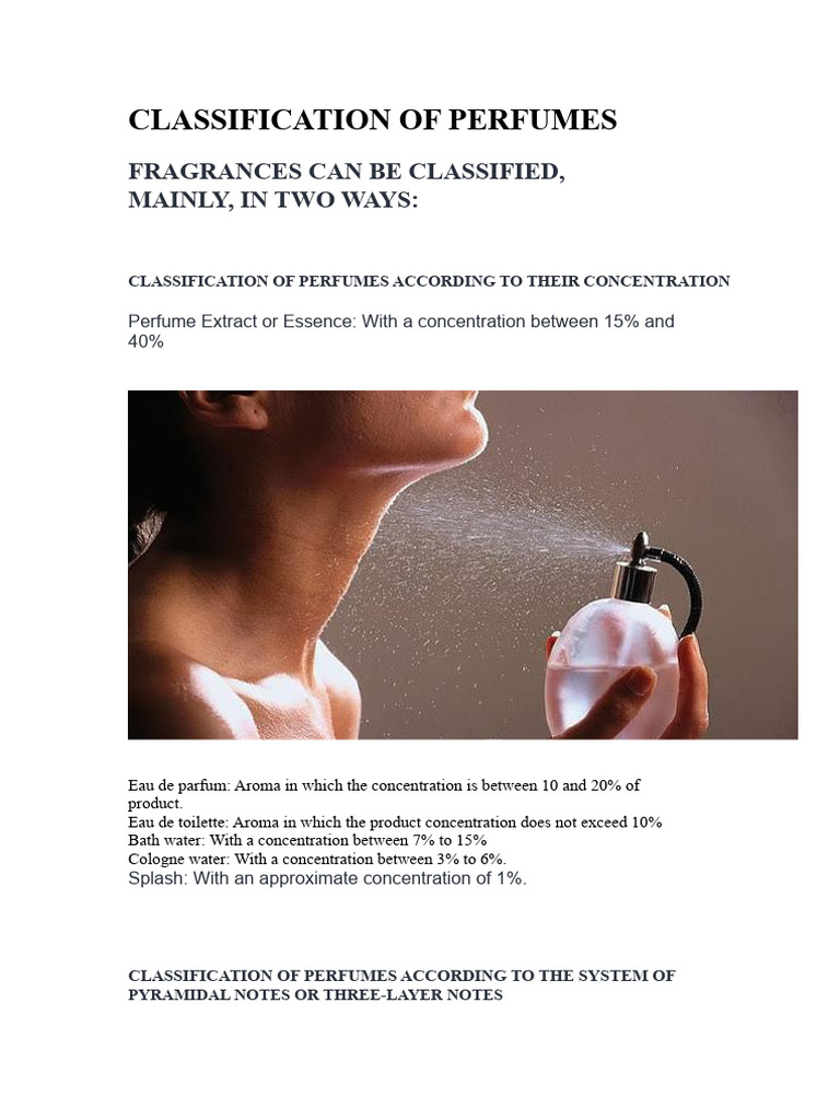 Perfume Classification Explained | PDF | Perfume | Toiletry