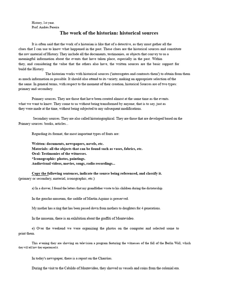 Activity Sources of History | PDF | Liberal Arts Education