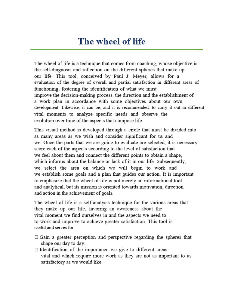 Paul J. Meyer’s Wheel of Life Guide | PDF | Motivation | Motivational