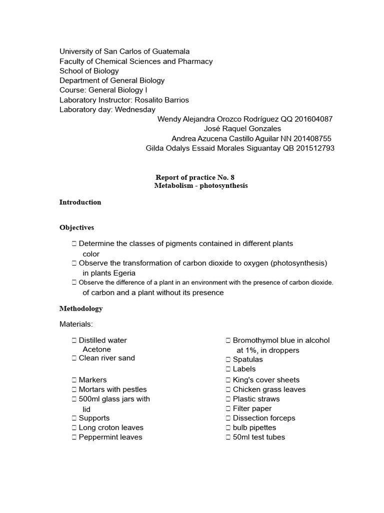 Pigmentation-2. Report | PDF | Photosynthesis | Water