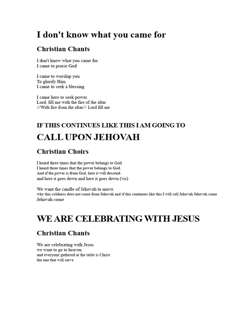 Christian Chants and Worship Lyrics | PDF