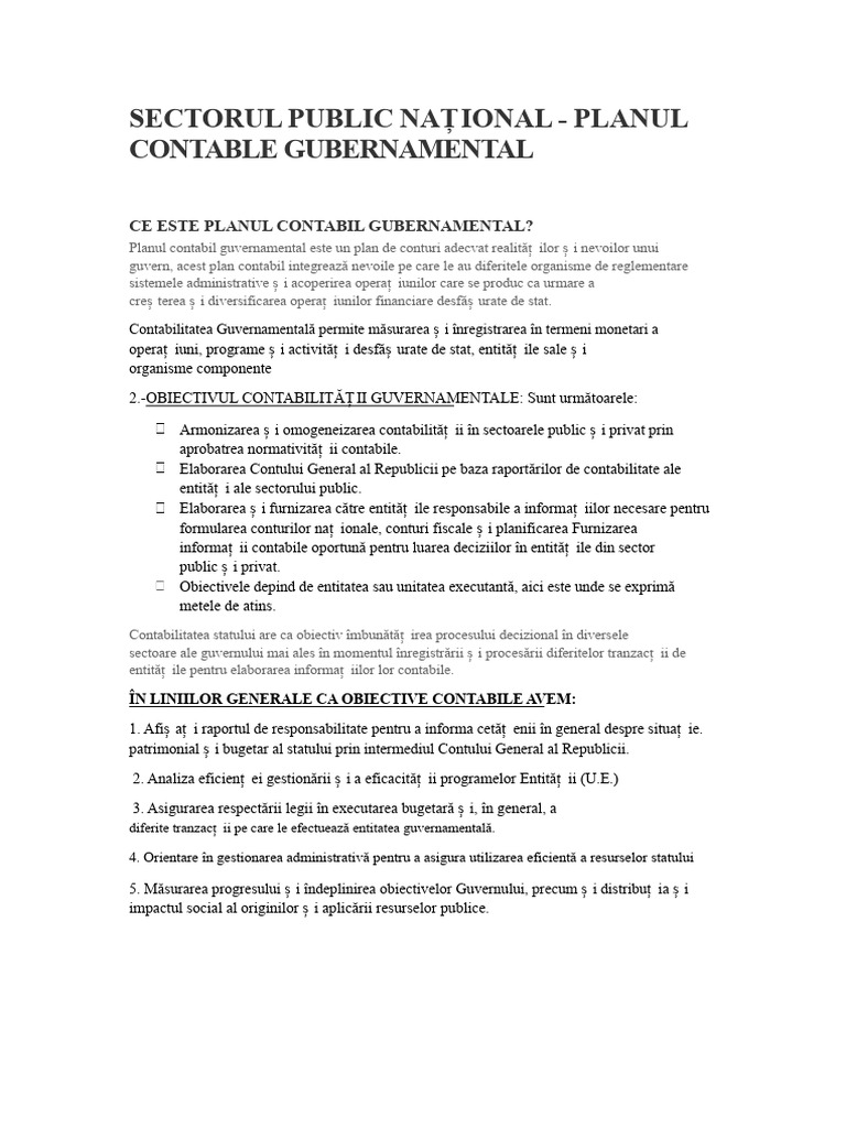 Planul Contabil Guvernamental | PDF