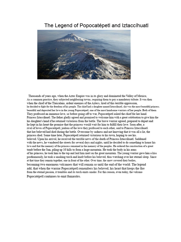 The Legend of Popocatépetl and Iztaccíhuatl | PDF