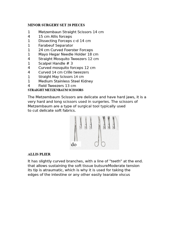 Minor Surgery Equipment 28 Pieces | PDF