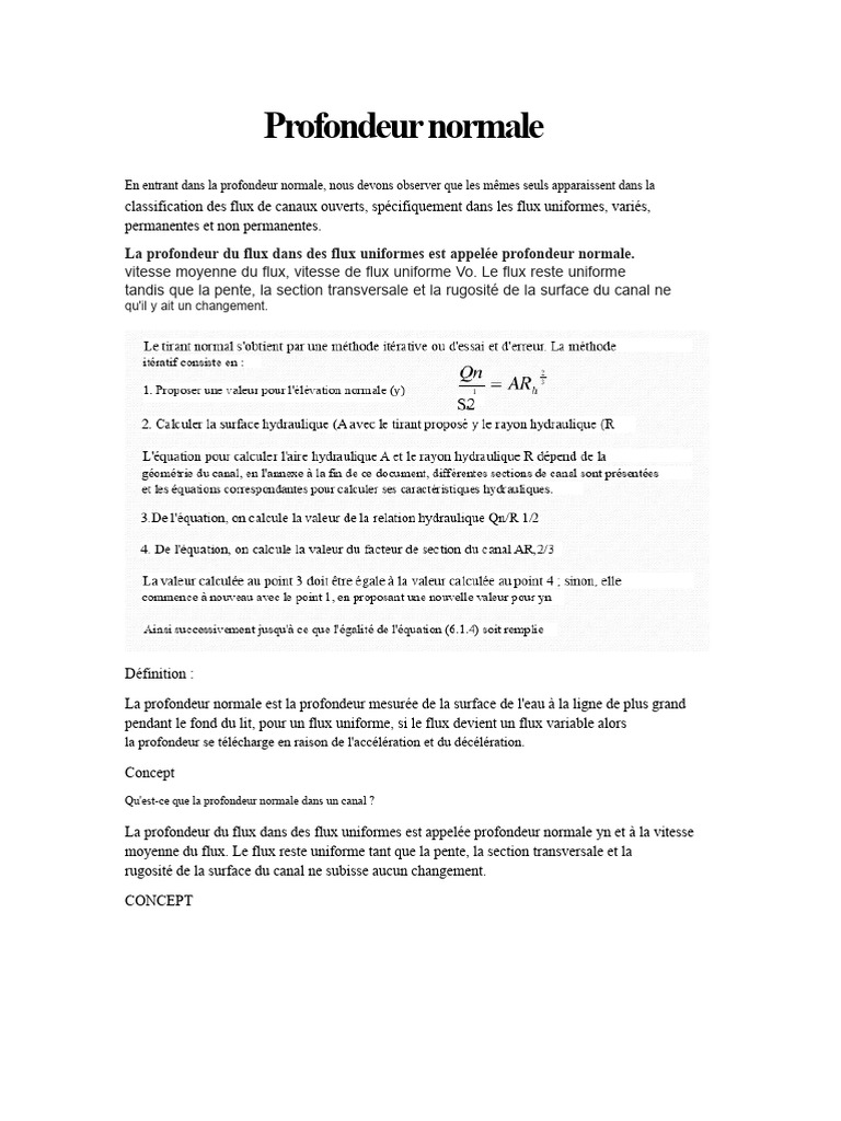 Comprendre la profondeur normale des flux | PDF | Accélération