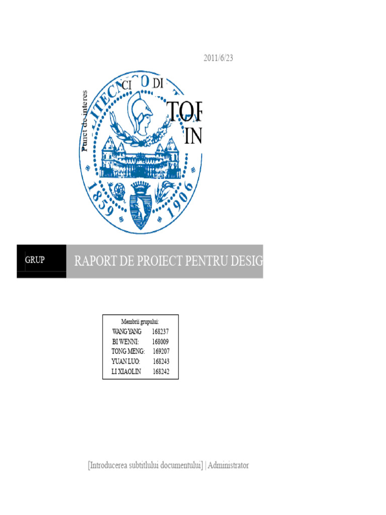 Raport de Proiect Pentru Designul Caroseriei Auto | PDF