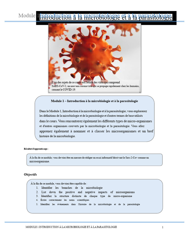 Module 1 - Introduction À La Microbiologie | PDF