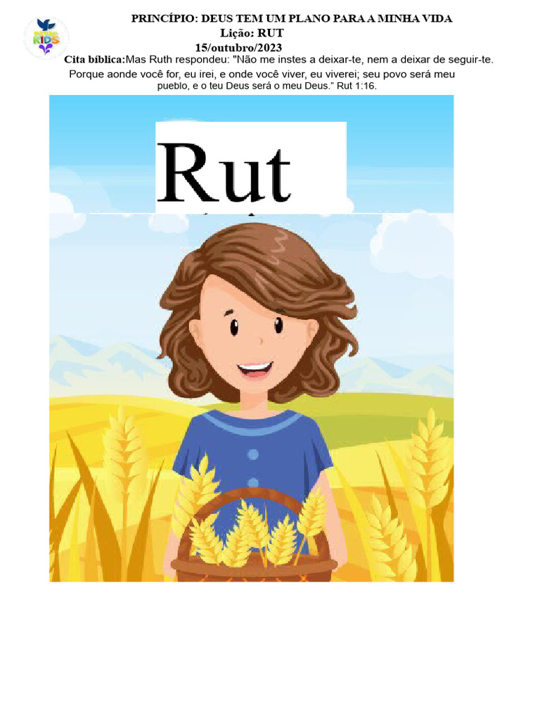 Deus e o Plano na Vida de Rute | PDF | Livro de Ruth | Teologia