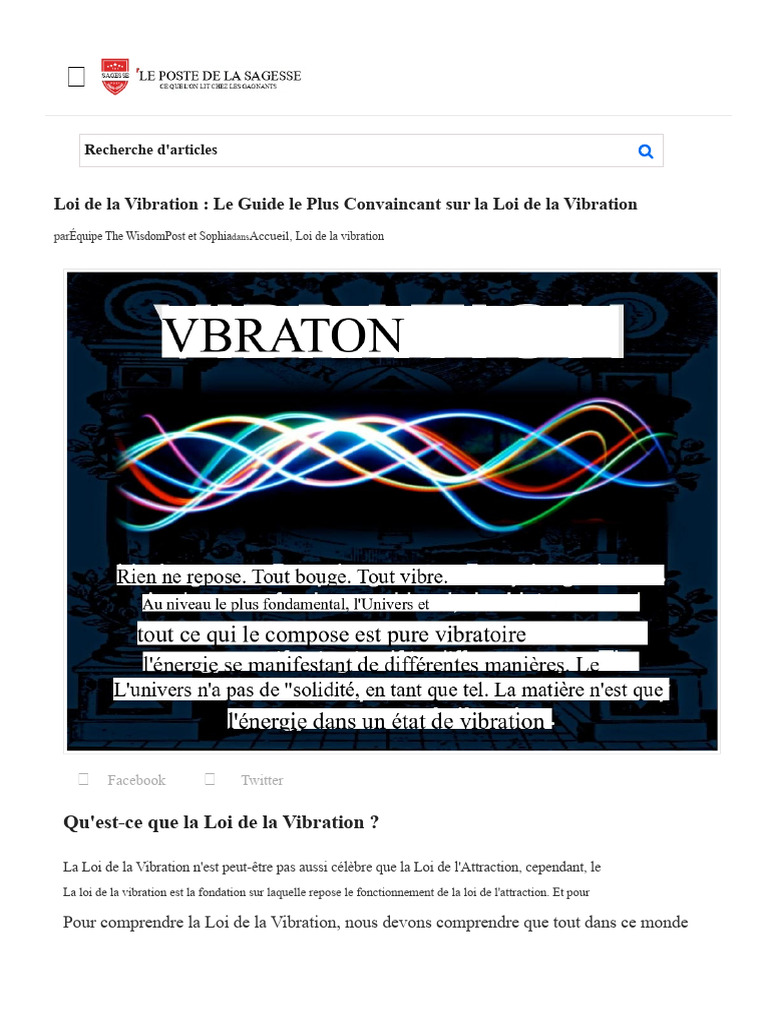Comprendre la Loi de la Vibration | PDF | Loi de l'attraction (Nouvelle ...