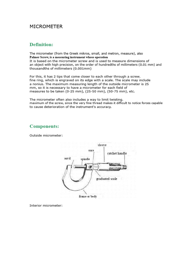 Micrometer: Precision Measurement Guide | PDF