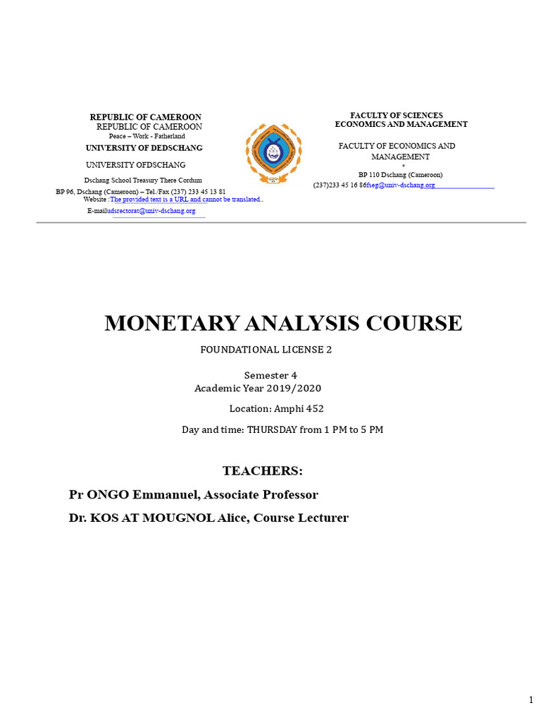 Monetary Analysis Course - L2 | PDF | Monetary Policy | Inflation