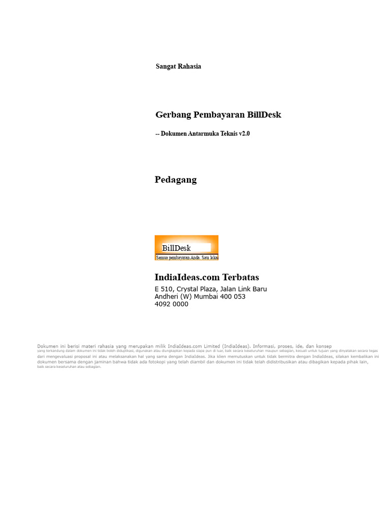 Kit Integrasi PG Billdesk V2 | PDF