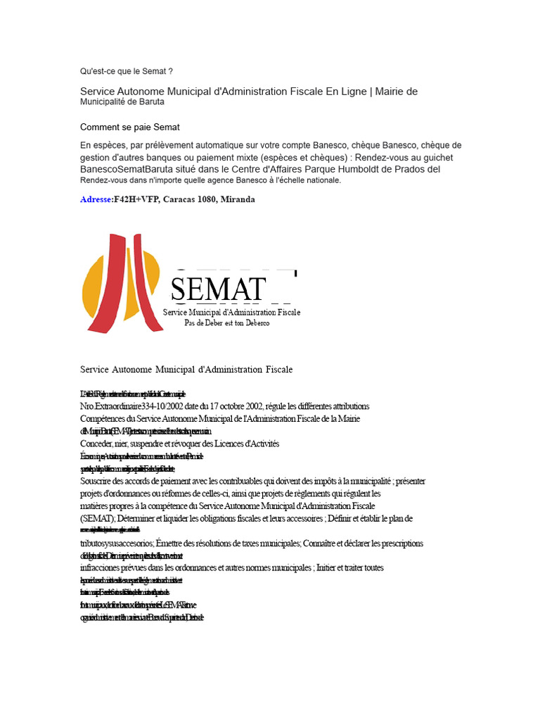 Comprendre le SEMAT à Baruta | PDF | Impôts