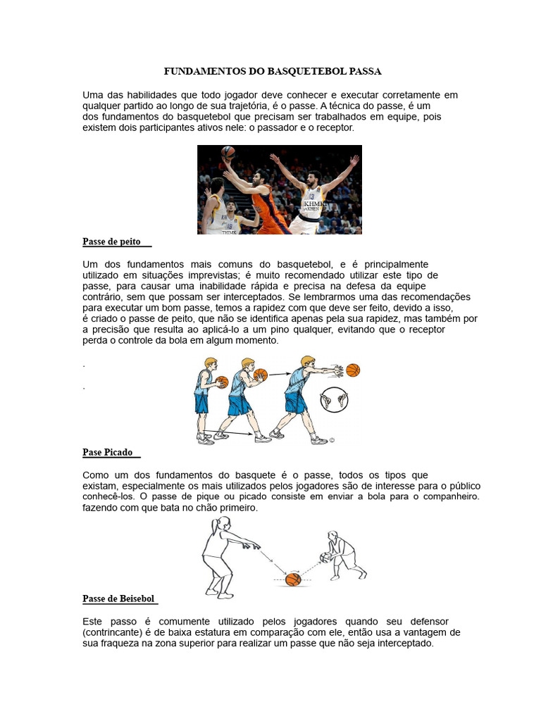 Fundamentos do Passe no Basquetebol | PDF | Esportes