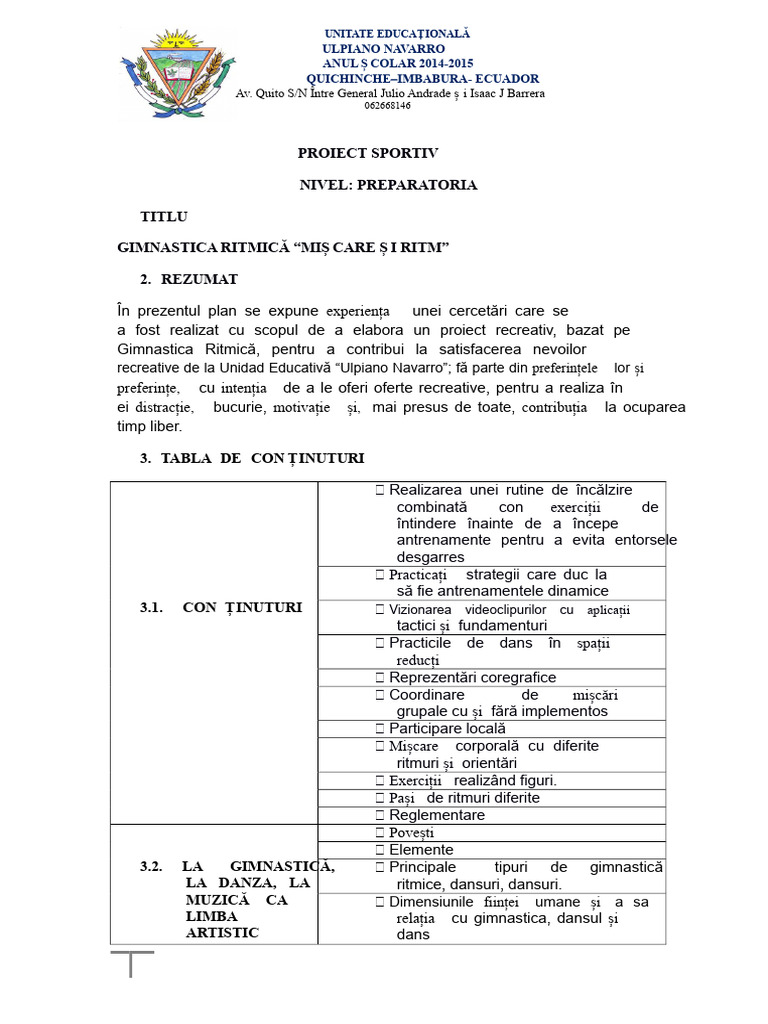Proiecte Școlare | PDF