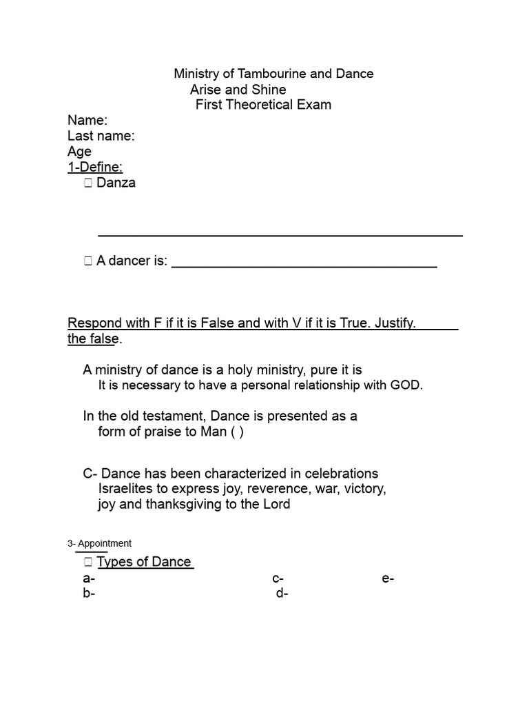 Ministry of Drumming and Dance exam | PDF