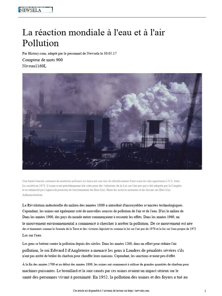 Pollution de l'air et de l'eau : enjeux mondiaux | PDF | la pollution ...