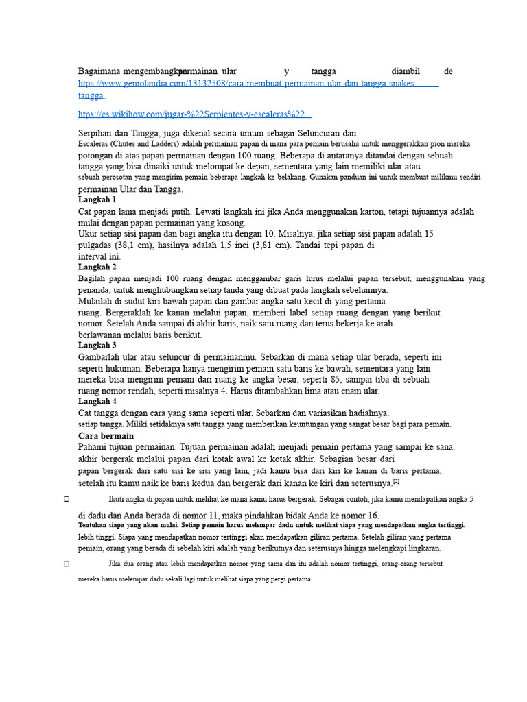 Cara Membuat Permainan Ular Tangga | PDF