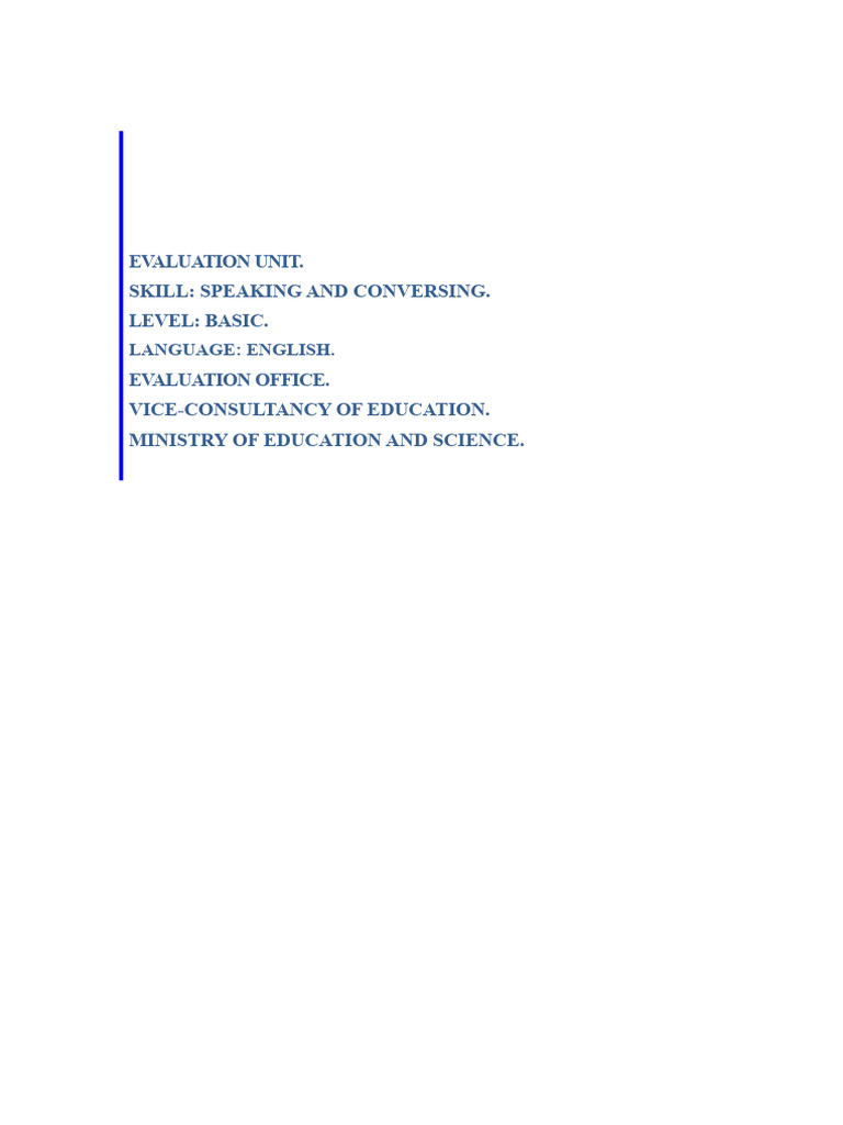 Basic English Speaking Evaluation Guide | PDF | Educational Assessment ...