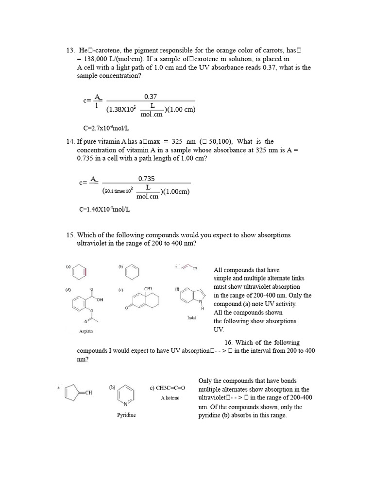 UV Absorption Calculations and Analysis | PDF | Ultraviolet–Visible ...