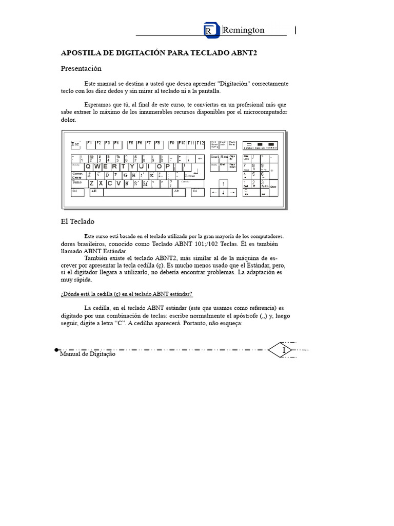 Manual de Digitación Teclado ABNT2 | PDF | Mano | Teclado