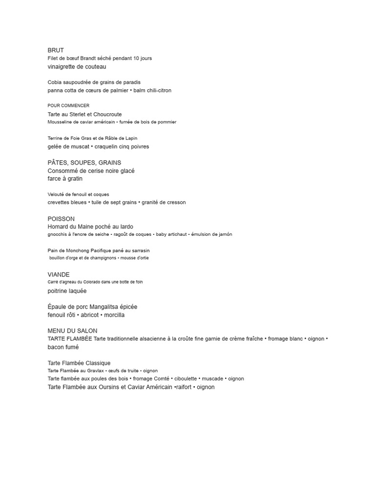 Menu Gastronomique Élaboré et Raffiné | PDF
