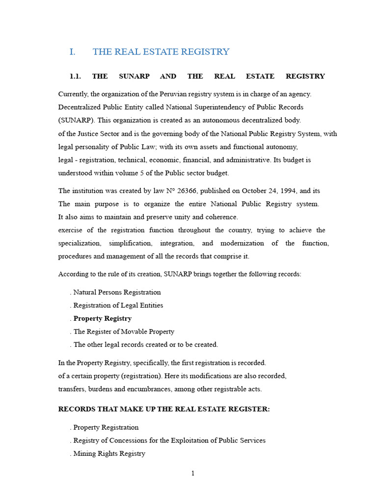 Overview of Peru's Real Estate Registry | PDF | Property | Adverse ...