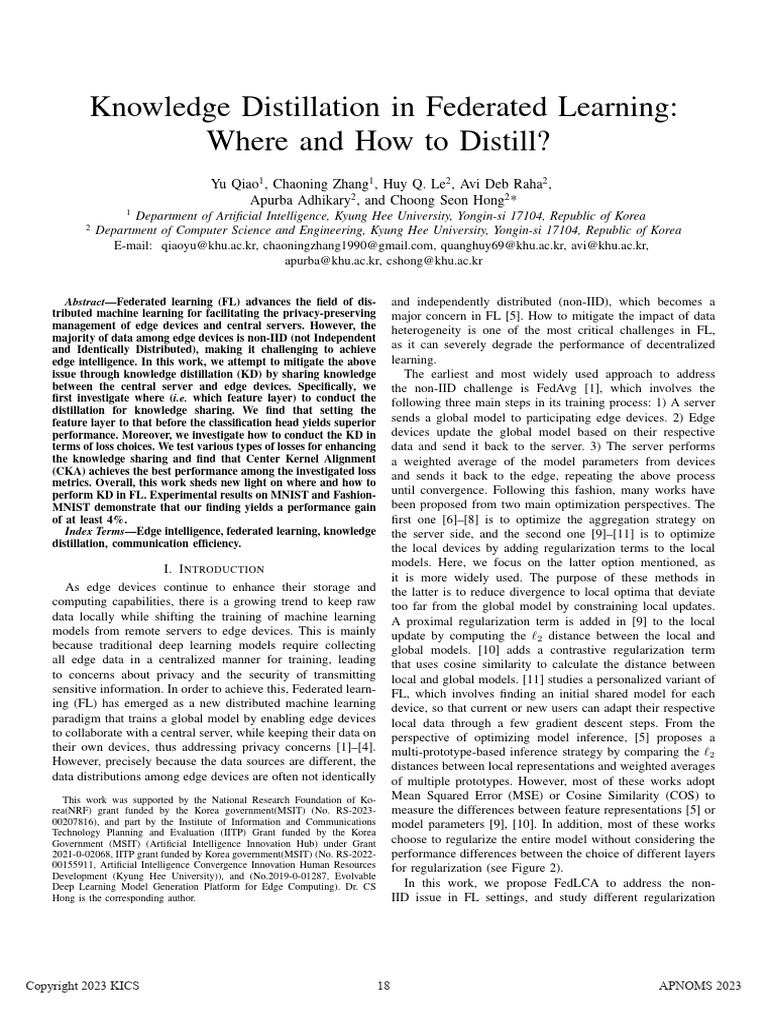 Knowledge Distillation in Federated Learning | PDF | Mean Squared Error ...