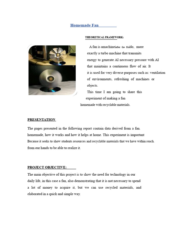 HOMEMADE FAN Experiment | PDF