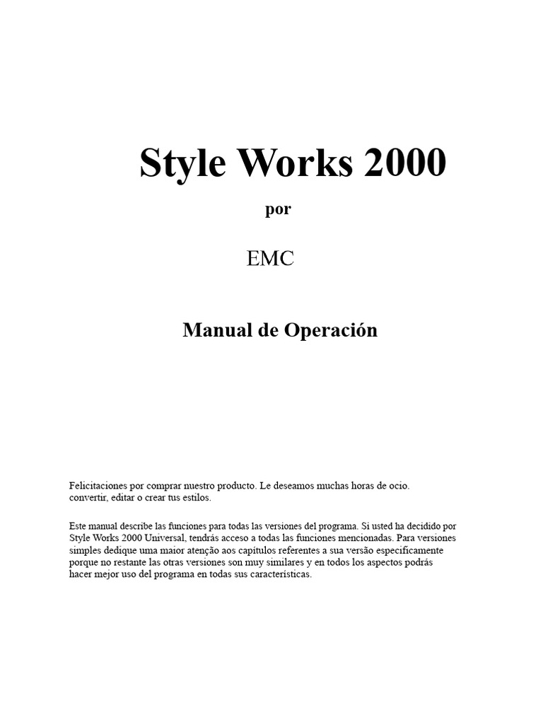 Style Works 2000 Universal - Manual Español | PDF | Archivo de ...