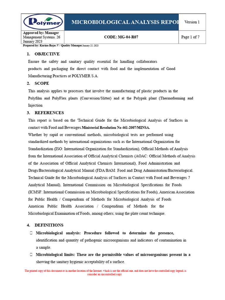 Microbiological Analysis Report 2023 | PDF | Colony Forming Unit ...