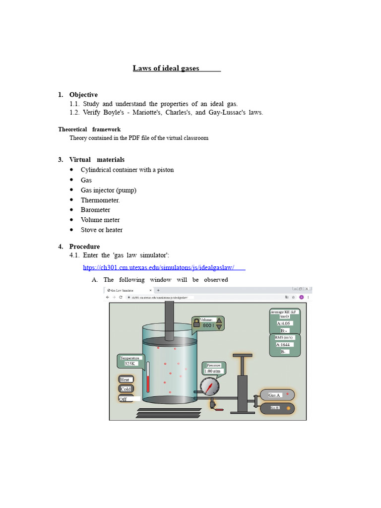 Virtual Laboratory No. 06. Ideal Gas Law. | PDF | Gases | Quantity