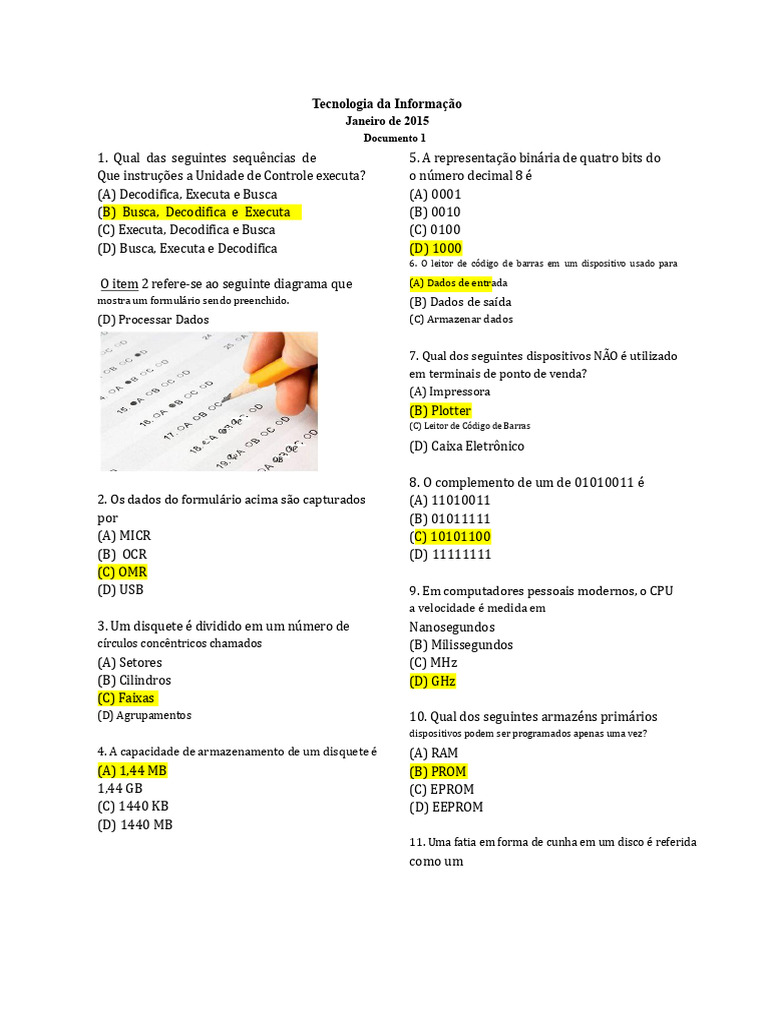 Questões de Tecnologia da Informação | PDF | Armazenamento de dados de ...