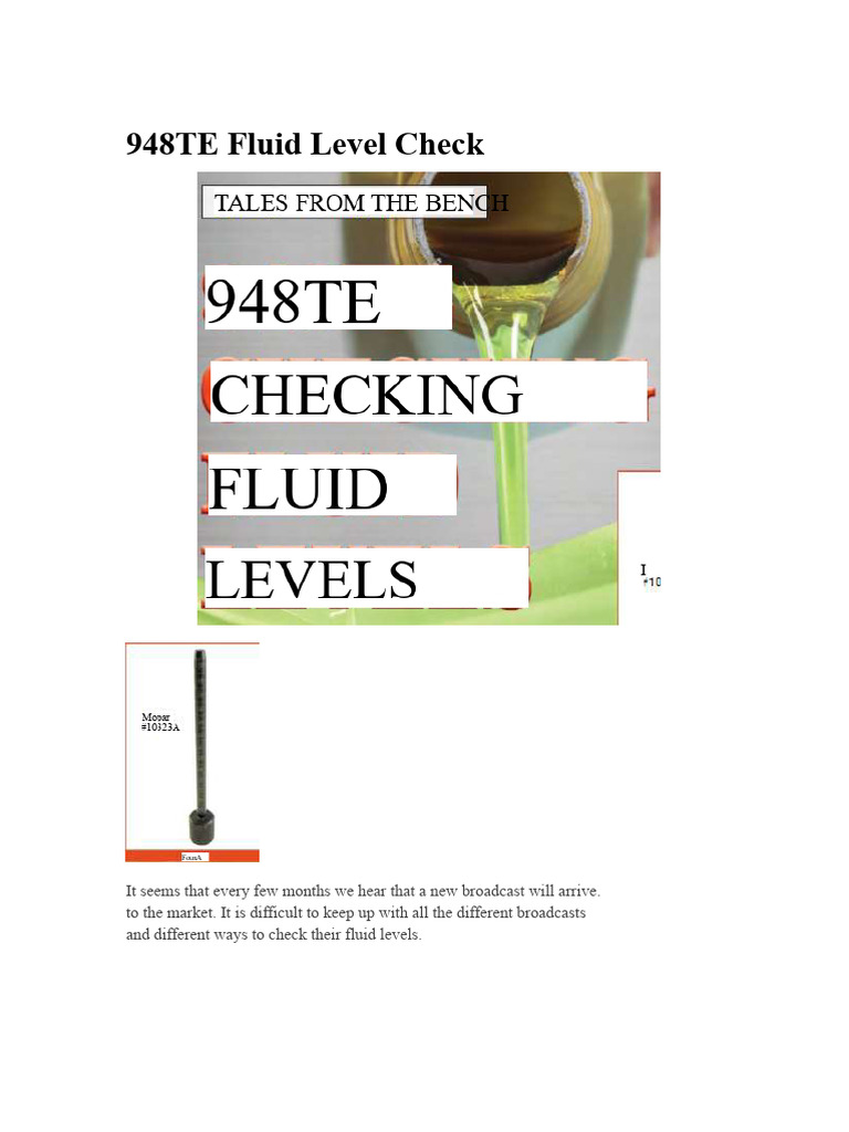948TE Transmission Fluid Level Guide | PDF | Motor Vehicle | Car