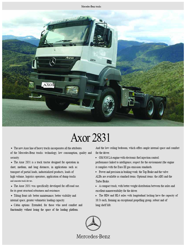 Axor 2831 48 6x4 | PDF | Truck | Anti Lock Braking System
